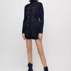 Maje Black and Blue Plaid Jumpsuit